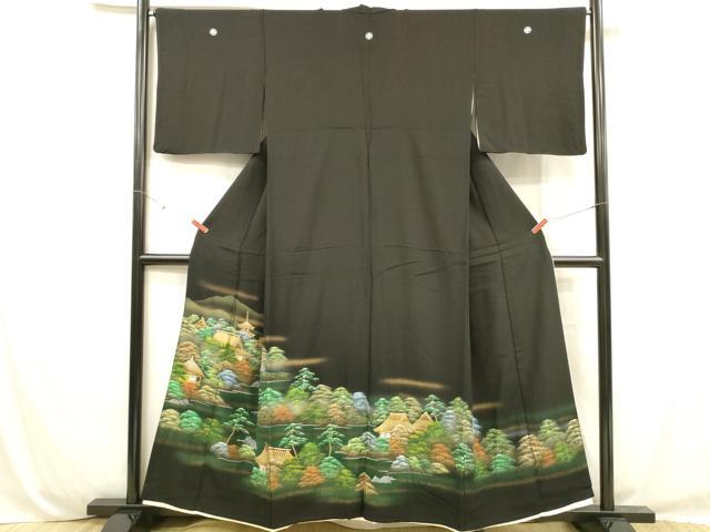 平和屋着物■豪華黒留袖 風景文 暈し染め 金彩 正絹 逸品 DABC8773cm