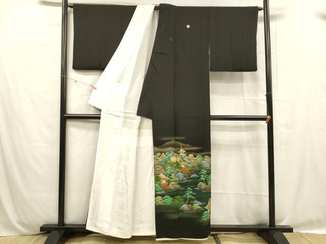 平和屋着物■豪華黒留袖 風景文 暈し染め 金彩 正絹 逸品 DABC8773cm