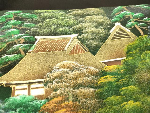 平和屋着物■豪華黒留袖 風景文 暈し染め 金彩 正絹 逸品 DABC8773cm