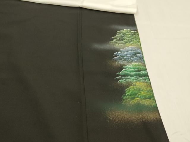 平和屋着物■豪華黒留袖 風景文 暈し染め 金彩 正絹 逸品 DABC8773cm