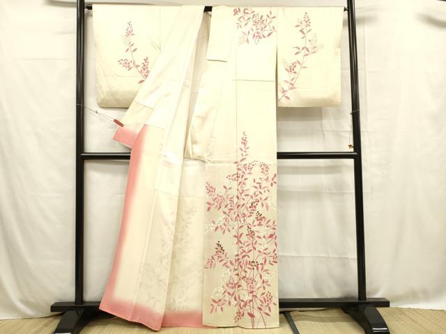 平和屋着物■訪問着 駒刺繍 草花文 正絹 逸品 DABC8774cm