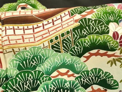 平和屋着物■豪華黒留袖 風景文 金彩 正絹 逸品 DABC8779cm