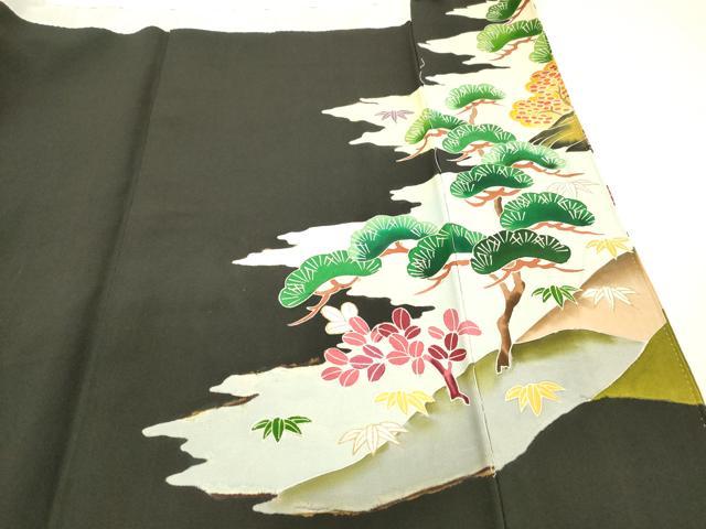 平和屋着物■豪華黒留袖 風景文 金彩 正絹 逸品 DABC8779cm