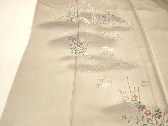 平和屋着物■訪問着 流水草花文 暈し染め 金彩 正絹 逸品 DABC8780cm