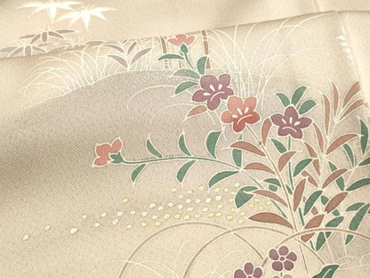 平和屋着物■訪問着 流水草花文 暈し染め 金彩 正絹 逸品 DABC8780cm