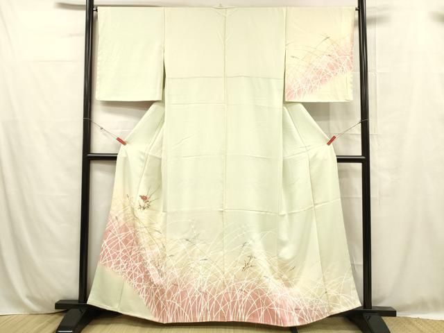 平和屋着物■訪問着 刺繍 枝花文 暈し染め 金彩 正絹 逸品 DABC8781cm