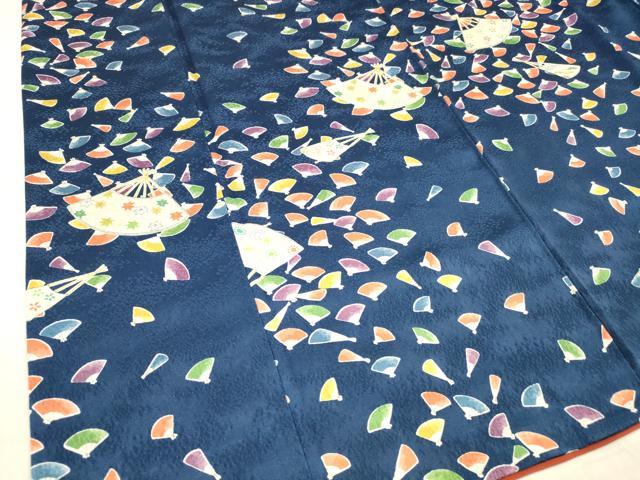 平和屋着物■上質な小紋 舞扇花文 正絹 逸品 DABC8783cm