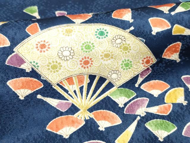 平和屋着物■上質な小紋 舞扇花文 正絹 逸品 DABC8783cm