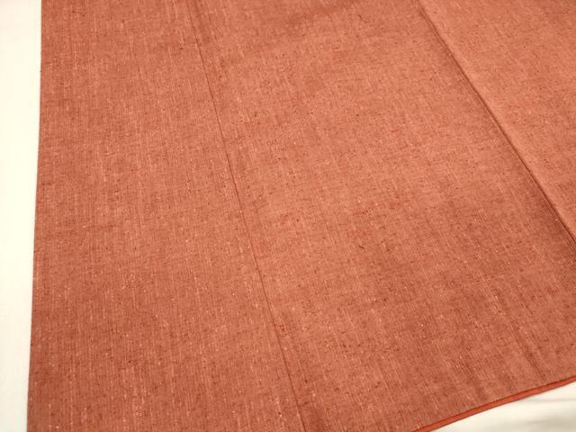 平和屋着物■上質な紬 銀朱色 正絹 逸品 DABC8785cm