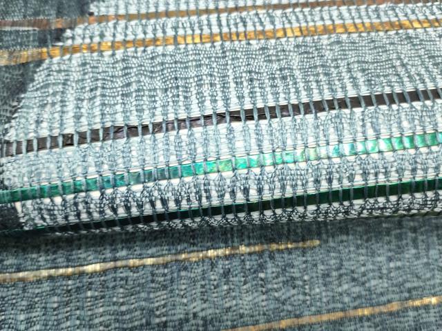 平和屋着物▽全通柄袋帯 スリーシーズン 春夏秋 櫛織 丸文 金銀糸 正絹 逸品 DABC8788cm