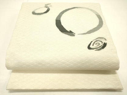 平和屋着物▽太鼓柄袋帯 スリーシーズン 春夏秋 すくい織 丸文 正絹 逸品 DABC8795cm