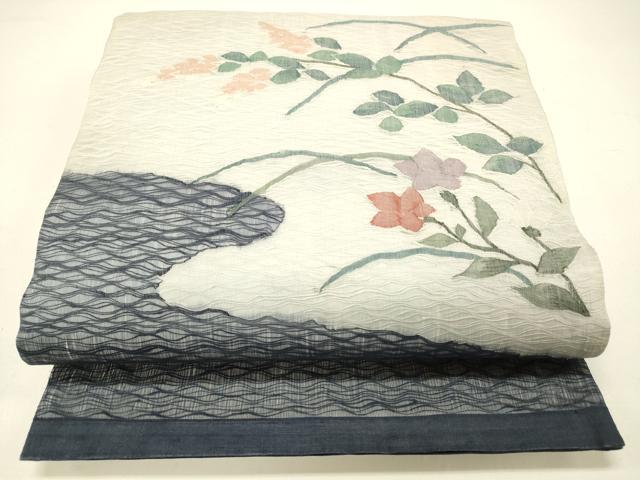 平和屋着物＊夏物 六通柄袋帯 草花文 正絹 逸品 DABC8796cm