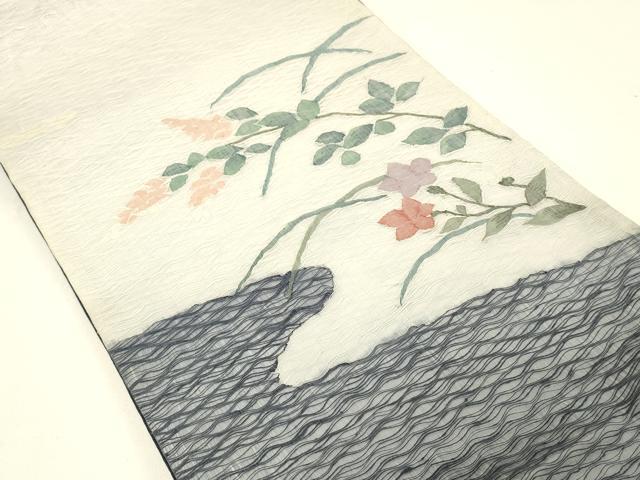 平和屋着物＊夏物 六通柄袋帯 草花文 正絹 逸品 DABC8796cm