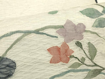 平和屋着物＊夏物 六通柄袋帯 草花文 正絹 逸品 DABC8796cm