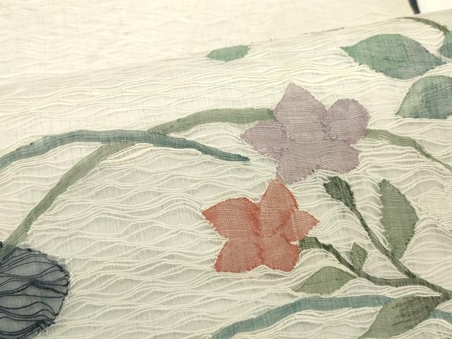 平和屋着物＊夏物 六通柄袋帯 草花文 正絹 逸品 DABC8796cm