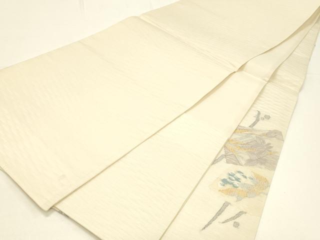 平和屋着物＊夏物 太鼓柄袋帯 草花文 金銀糸 正絹 逸品 DABC8797cm