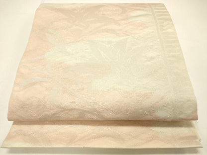 平和屋着物＊夏物 六通柄 本袋帯 南天更紗花文 銀糸 正絹 逸品 DABC8800cm