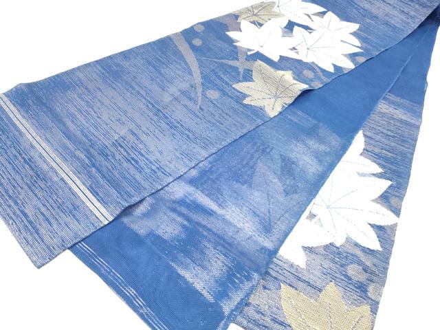 平和屋着物＊夏物 六通柄袋帯 唐織 露草文 金銀糸 正絹 逸品 DABC8803cm