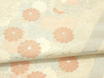 平和屋着物＊夏物 六通柄袋帯 籬草花文 銀糸 正絹 逸品 DABC8805cm