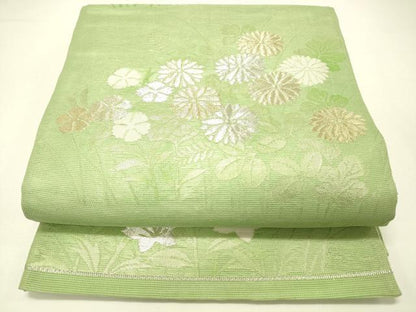 平和屋着物＊夏物 六通柄 本袋帯 草花文 金銀糸 正絹 逸品 DABC8807cm