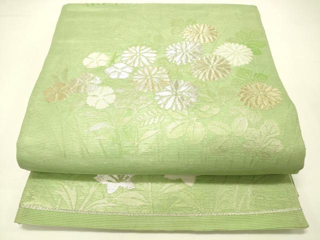 平和屋着物＊夏物 六通柄 本袋帯 草花文 金銀糸 正絹 逸品 DABC8807cm