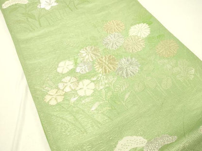 平和屋着物＊夏物 六通柄 本袋帯 草花文 金銀糸 正絹 逸品 DABC8807cm