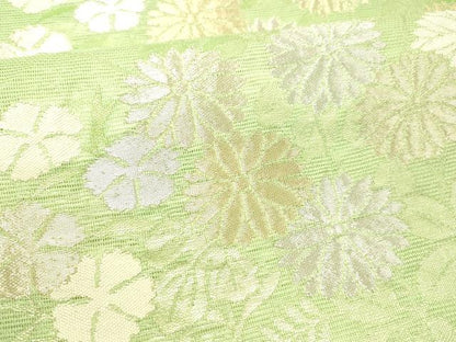 平和屋着物＊夏物 六通柄 本袋帯 草花文 金銀糸 正絹 逸品 DABC8807cm