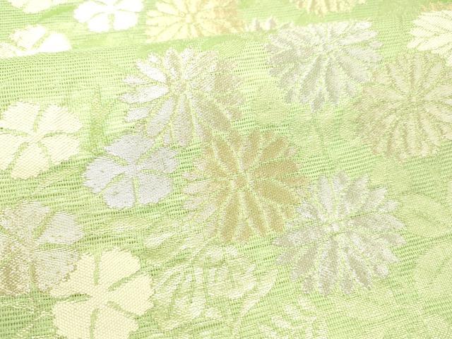 平和屋着物＊夏物 六通柄 本袋帯 草花文 金銀糸 正絹 逸品 DABC8807cm
