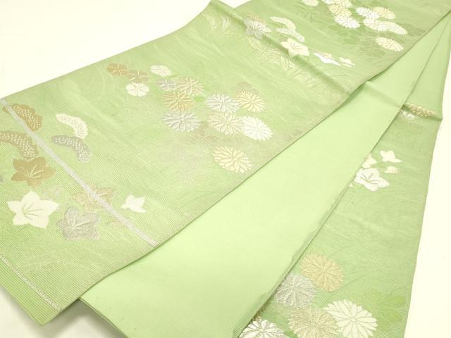 平和屋着物＊夏物 六通柄 本袋帯 草花文 金銀糸 正絹 逸品 DABC8807cm