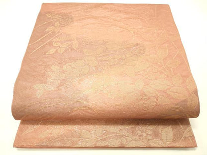 平和屋着物＊夏物 六通柄 本袋帯 草葉文 金糸 正絹 逸品 DABC8808cm