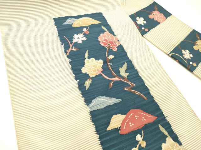 平和屋着物＊夏物 絽綴れ 八寸名古屋帯 更紗花文 正絹 逸品 DABC8809cm