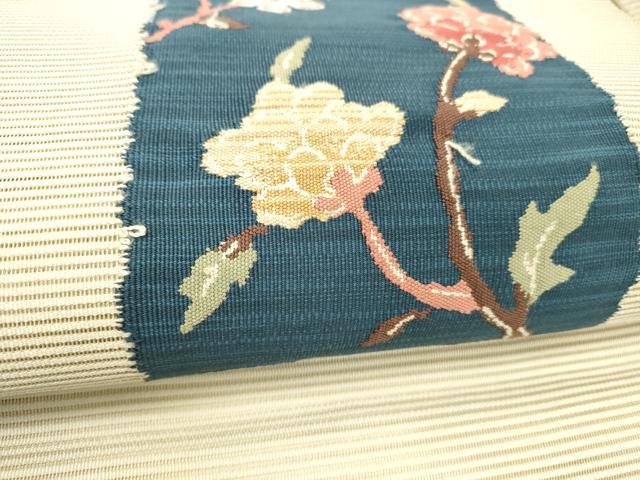 平和屋着物＊夏物 絽綴れ 八寸名古屋帯 更紗花文 正絹 逸品 DABC8809cm