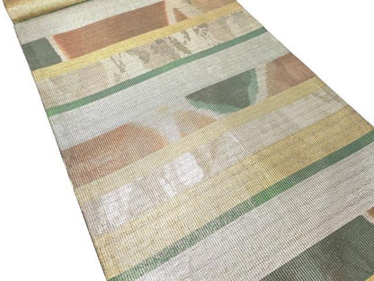 平和屋着物＊夏物 六通柄袋帯 横段文 金銀糸 引箔 正絹 逸品 DABC8810cm