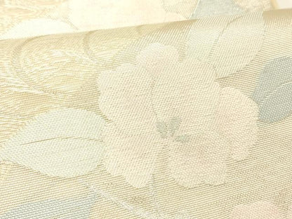 平和屋着物＊夏物 六通柄袋帯 流水籬草花文 銀糸 正絹 逸品 DABC8811cm