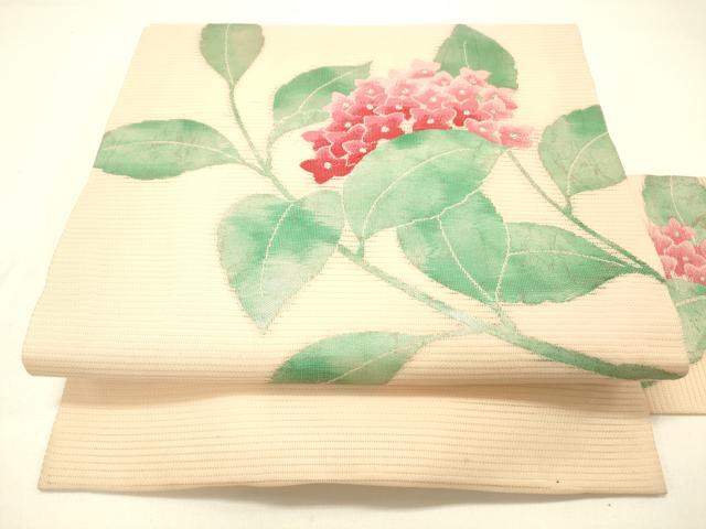 平和屋着物＊夏物 九寸名古屋帯 紫陽花 銀糸 正絹 逸品 DABC8812cm