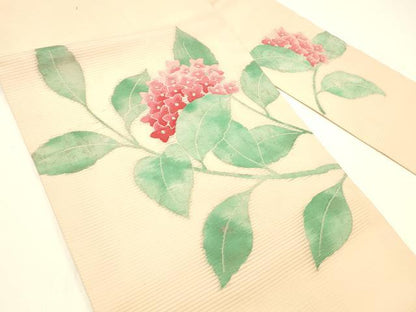 平和屋着物＊夏物 九寸名古屋帯 紫陽花 銀糸 正絹 逸品 DABC8812cm