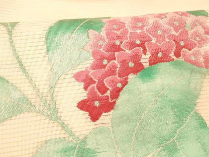 平和屋着物＊夏物 九寸名古屋帯 紫陽花 銀糸 正絹 逸品 DABC8812cm