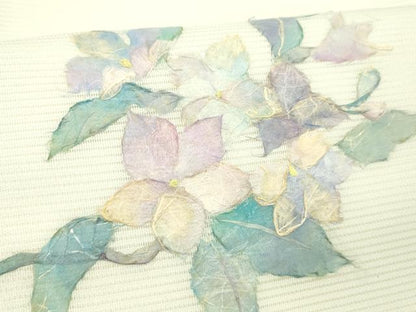 平和屋着物＊夏物 九寸名古屋帯 和紙 枝花文 正絹 逸品 DABC8814cm
