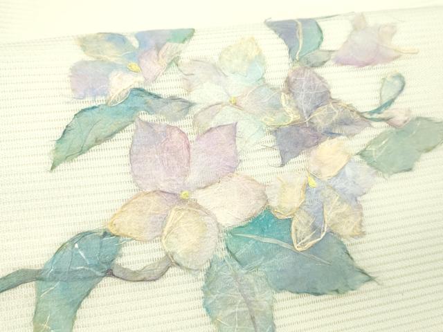 平和屋着物＊夏物 九寸名古屋帯 和紙 枝花文 正絹 逸品 DABC8814cm