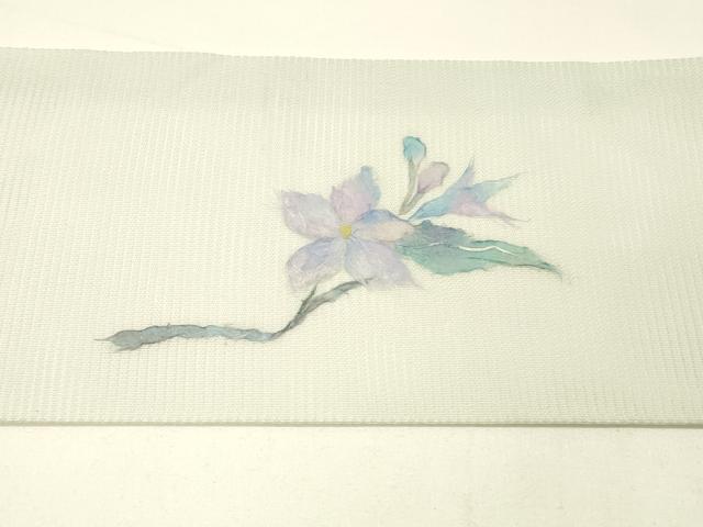 平和屋着物＊夏物 九寸名古屋帯 和紙 枝花文 正絹 逸品 DABC8814cm