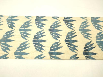 平和屋着物＊夏物 九寸名古屋帯 藍 型染 笹の葉文 麻 逸品 DABC8815cm