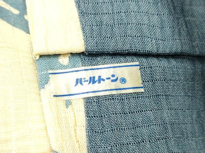 平和屋着物＊夏物 九寸名古屋帯 藍 型染 笹の葉文 麻 逸品 DABC8815cm