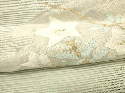 平和屋着物＊夏物 絽綴れ 八寸名古屋帯 草花文 金銀糸 正絹 逸品 DABC8816cm