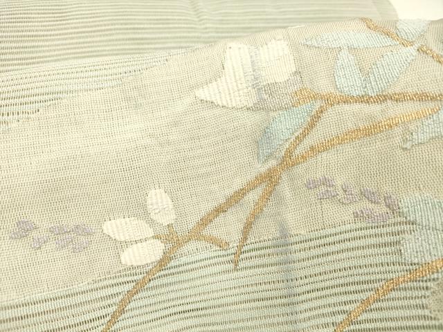 平和屋着物＊夏物 絽綴れ 八寸名古屋帯 草花文 金銀糸 正絹 逸品 DABC8816cm