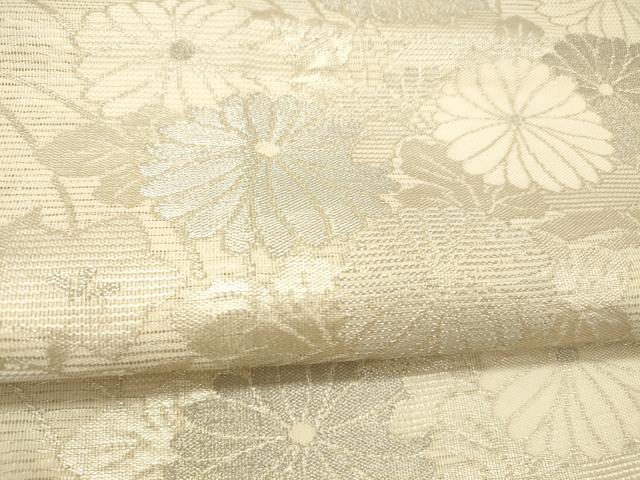 平和屋着物＊夏物 六通柄袋帯 籬草花文 銀糸 正絹 逸品 DABC8819cm