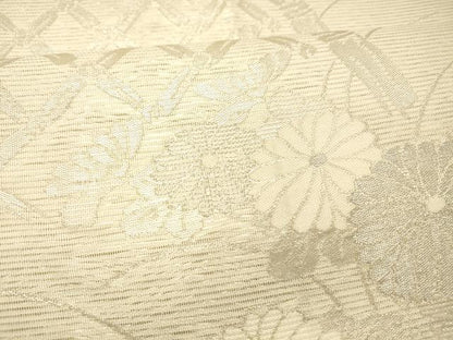 平和屋着物＊夏物 六通柄袋帯 籬草花文 銀糸 正絹 逸品 DABC8819cm