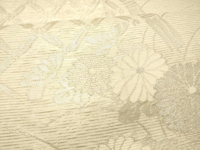 平和屋着物＊夏物 六通柄袋帯 籬草花文 銀糸 正絹 逸品 DABC8819cm