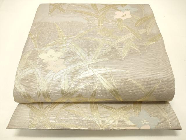 平和屋着物＊夏物 六通柄袋帯 草花文 金糸 正絹 逸品 DABC8820cm