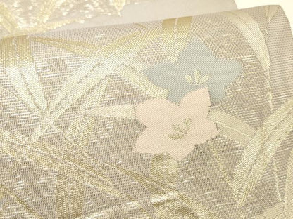 平和屋着物＊夏物 六通柄袋帯 草花文 金糸 正絹 逸品 DABC8820cm