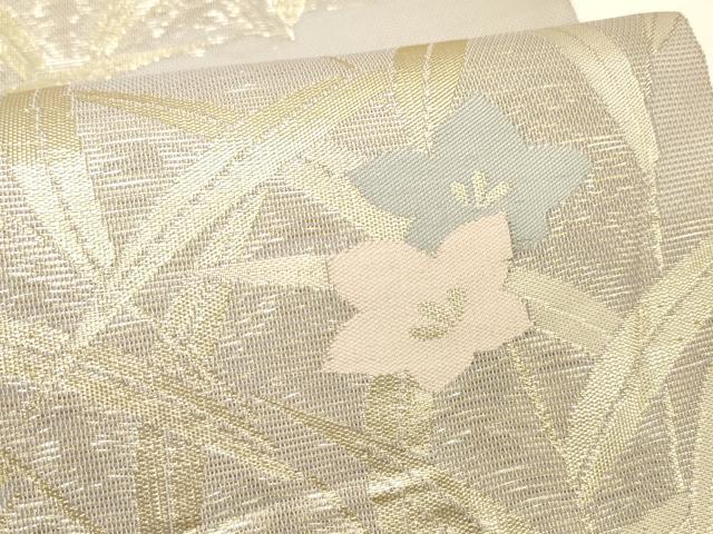 平和屋着物＊夏物 六通柄袋帯 草花文 金糸 正絹 逸品 DABC8820cm